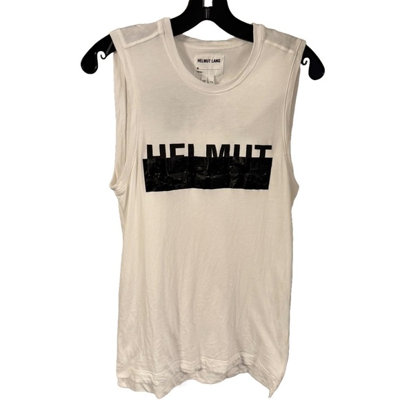 HELMUT LANG Logo Tank Top Women's XXS White Workout Gym Athletic Activewear - Picture 2 of 9